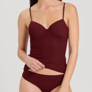 NWT - HANRO Best Seller - Allure Padded Bra Camisole - Dark Burgundy - Size: 34A